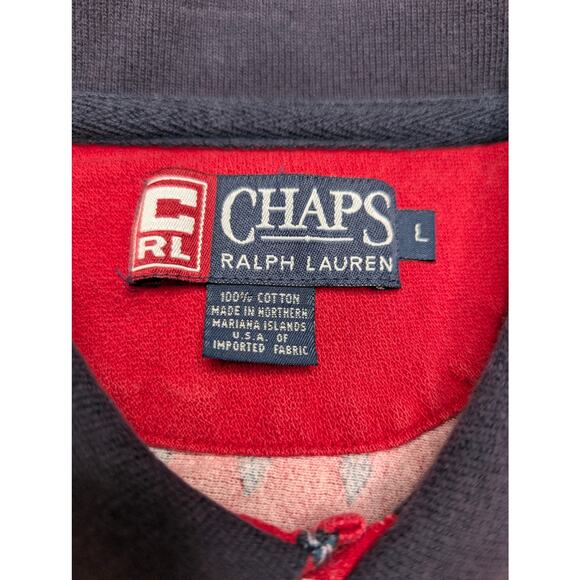 Chaps Ralph Lauren Vintage Mens Polo Shirt - Large Red Diamond Pattern - Picture 2 of 8
